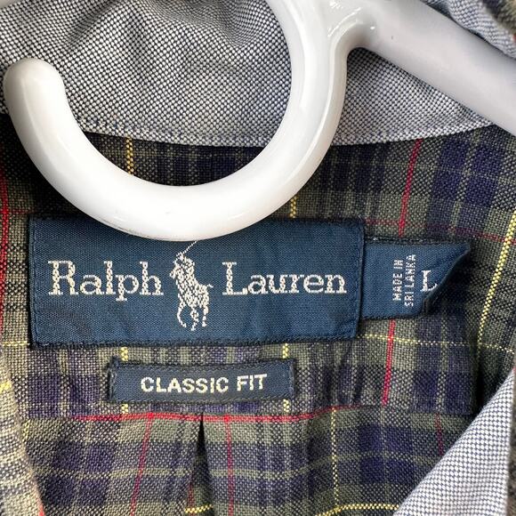 Ralph Lauren Classic Fit Shirt Mens L Green Plaid Button Down Long Sleeve Preppy - Picture 6 of 8